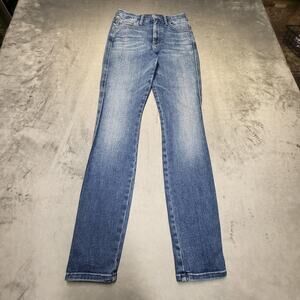 Mother Jeans‎ Womens 25 Blue Straight High Waist Slim Stretch 5-Pocket Denim